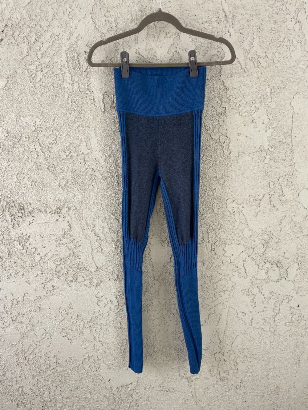 Daily Practice Anthropologie Ribbed Knit Colorblock Leggings Blue Gray XS